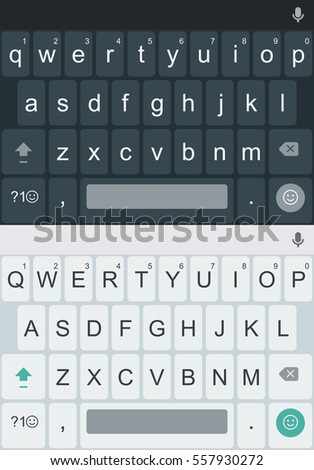 Light and dark alphabet buttons. Smartphone keyboard, mobile phone keypad vector mockup for mobile device illustration