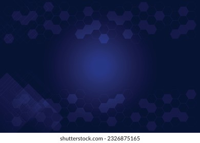 Light and dark blue background with surface of hexagon. Technology banner and business template. Shape and pattern of hex.