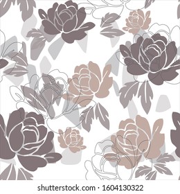 Light and dark brown flowers on white background