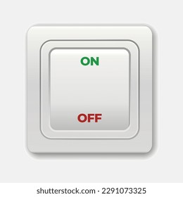 Light and dark buttons. Light switch. Electric switch in ON and OFF position. Switches for light. Realistic toggle switches in on and off positions. Electric light switch icon with one button