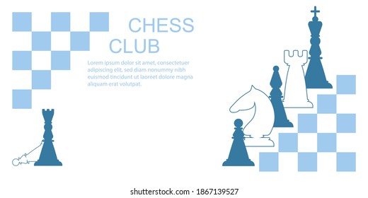 Light And Dark Chess Pieces. Queen, Bishop, Knight, Castle, Pawn. Chess Club. Vector Illustration.