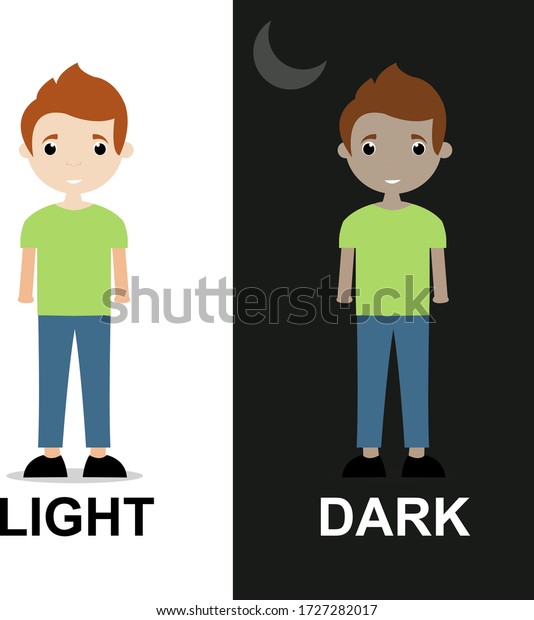 明るい子と暗い子を比較する子のベクターイラストデザイン のベクター画像素材 ロイヤリティフリー