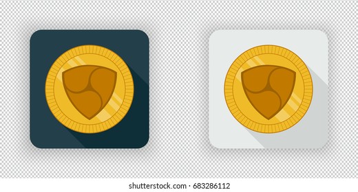 Light and dark crypto currency icon NEM on a transparent background