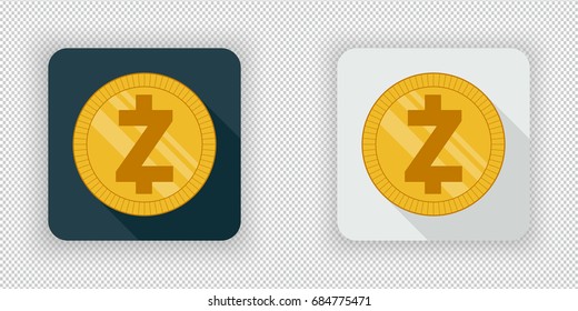 Light and dark crypto currency icon Zcash on a transparent background