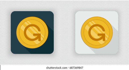 Light and dark crypto currency icon GameCredits on a transparent background