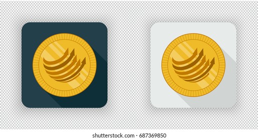 Light and dark crypto currency icon Factom on a transparent background