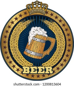 Light and dark draft beer.  Mug of Beer