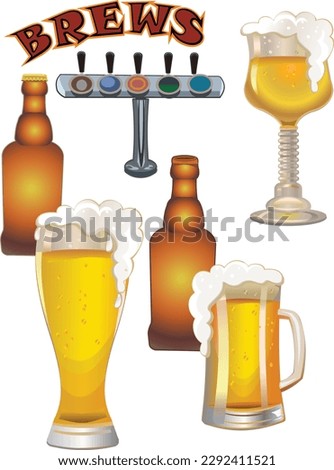 Light and dark draft beer.  Mug of Beer