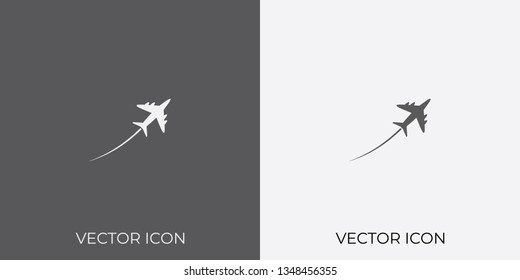 Light & Dark Gray Icon of Airplane For Mobile, Software & App. Eps. 10. - Vector
