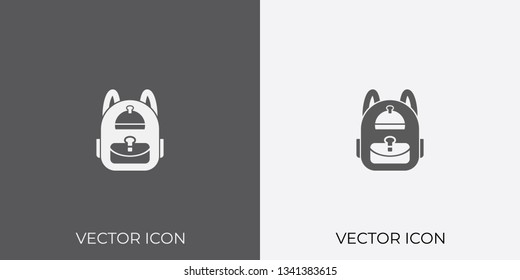 Light & Dark Gray Icon of Backpack For Mobile, Software & App.. Eps. 10.
