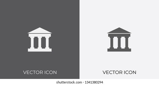 Light & Dark Gray Icon of Bank For Mobile, Software & App.. Eps. 10.