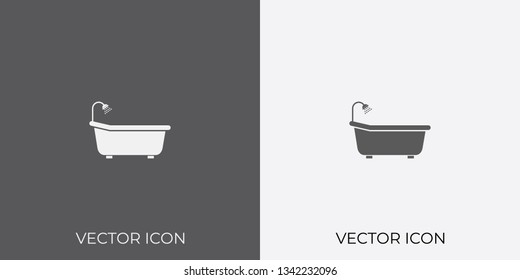 Light & Dark Gray Icon of Bathtub For Mobile, Software & App.. Eps. 10.