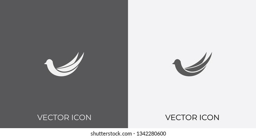 Light & Dark Gray Icon of Bird For Mobile, Software & App.. Eps. 10.