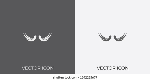 Light & Dark Gray Icon of Bird For Mobile, Software & App.. Eps. 10.