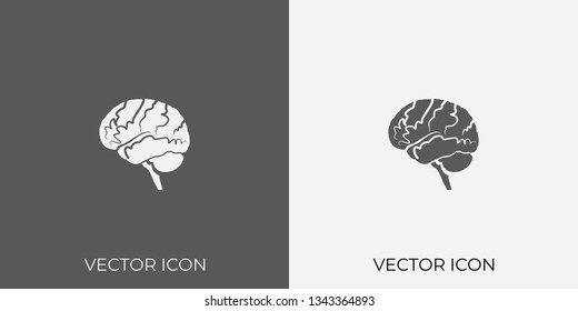 Light & Dark Gray Icon of Brain For Mobile, Software & App.. Eps. 10. - Vector