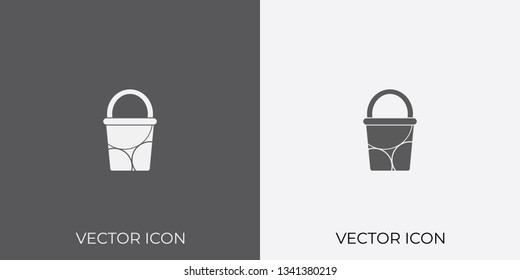 Light & Dark Gray Icon of Bucket For Mobile, Software & App.. Eps. 10.