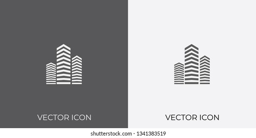 Light & Dark Gray Icon of Building For Mobile, Software & App.. Eps. 10.