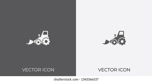 Light & Dark Gray Icon of Bulldozer For Mobile, Software & App.. Eps. 10. - Vector