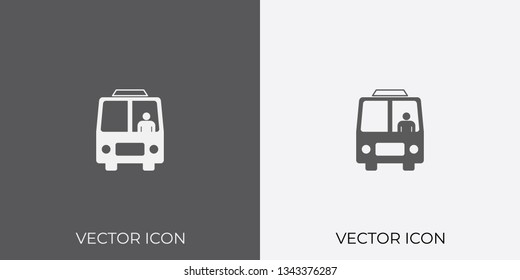 Light & Dark Gray Icon of Bus For Mobile, Software & App.. Eps. 10. - Vector