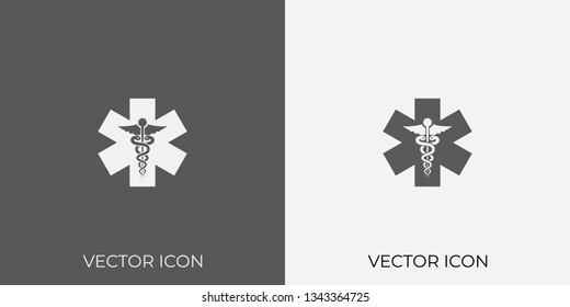 Light & Dark Gray Icon of caduceus For Mobile, Software & App. Eps. 10. - Vector