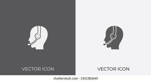 Light & Dark Gray Icon of Call Operator For Mobile, Software & App.. Eps. 10.