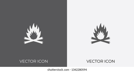 Light & Dark Gray Icon of Camp Fire For Mobile, Software & App.. Eps. 10.
