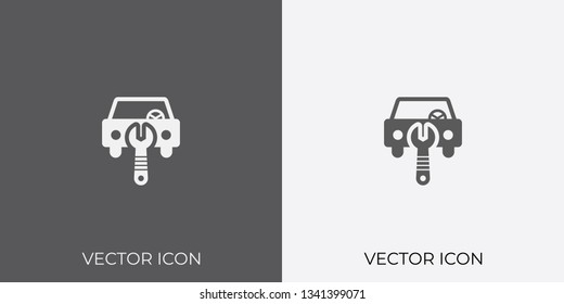 Light & Dark Gray Icon of Car Repairing For Mobile, Software & App.. Eps. 10.