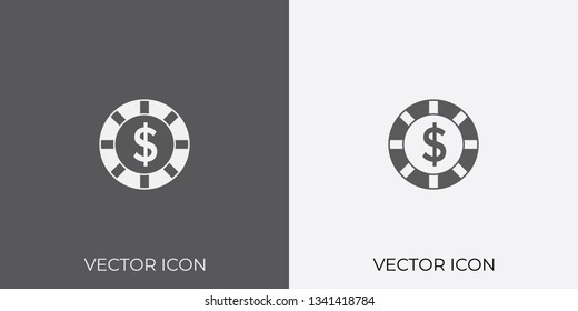 Light & Dark Gray Icon of Casino Chip For Mobile, Software & App.. Eps. 10.