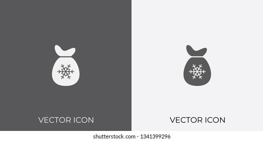Light & Dark Gray Icon of Christmas Bag For Mobile, Software & App.. Eps. 10.