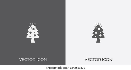 Light & Dark Gray Icon of Christmas Tree For Mobile, Software & App.. Eps. 10.