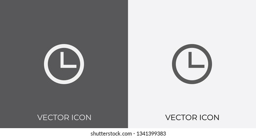 Light & Dark Gray Icon of Clock For Mobile, Software & App.. Eps. 10.