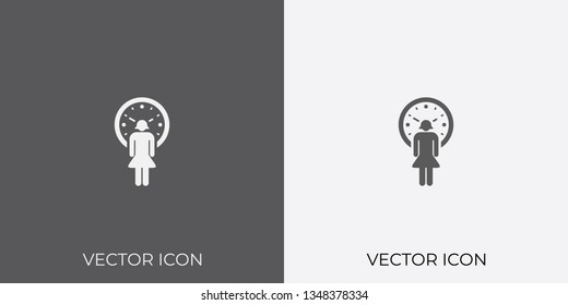 Light & Dark Gray Icon of Clock For Mobile, Software & App. Eps. 10. - Vector