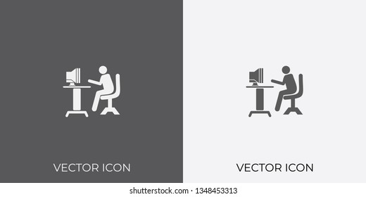 Light & Dark Gray Icon of Computer Operator For Mobile, Software & App. Eps. 10. - Vector