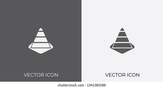 Light & Dark Gray Icon of Construction Cone For Mobile, Software & App.. Eps. 10.