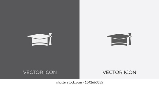 Light & Dark Gray Icon of Convocation or graduation cap For Mobile, Software & App.. Eps. 10.