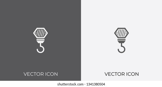 Light & Dark Gray Icon of Crane Hook For Mobile, Software & App.. Eps. 10.