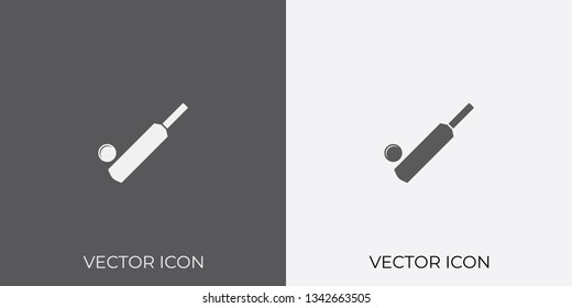 Light & Dark Gray Icon of Cricket Bat & Ball For Mobile, Software & App.. Eps. 10.