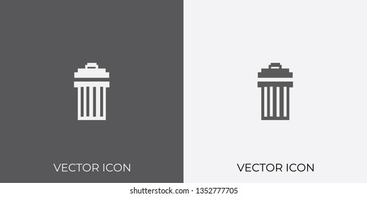 Light & Dark Gray Icon of Delete or Trashcan For Mobile, Software & App. Eps. 10. - Vector