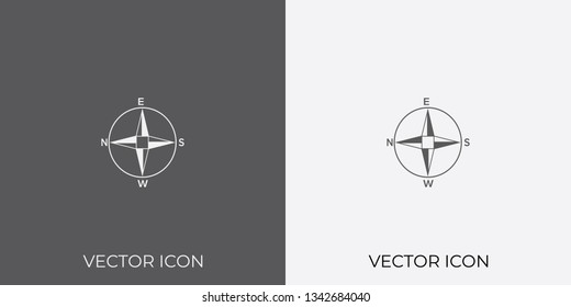 Light & Dark Gray Icon of Direction Compass For Mobile, Software & App.. Eps. 10.