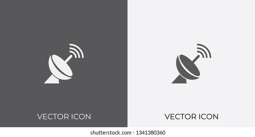 Light & Dark Gray Icon of Dish Antenna For Mobile, Software & App.. Eps. 10.