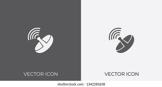 Light & Dark Gray Icon of Dish Antenna For Mobile, Software & App.. Eps. 10.