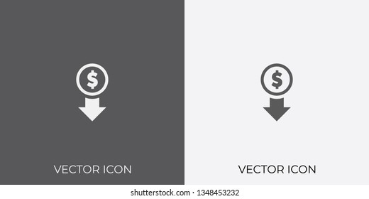 Light & Dark Gray Icon of Dollar Down up For Mobile, Software & App. Eps. 10. - Vector