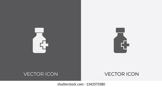 Light & Dark Gray Icon of Drug Bottle For Mobile, Software & App. Eps. 10. - Vector