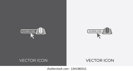 Light & Dark Gray Icon of E-Book Downloading Online For Mobile, Software & App.. Eps. 10.
