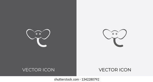 Light & Dark Gray Icon of Elephant For Mobile, Software & App.. Eps. 10.
