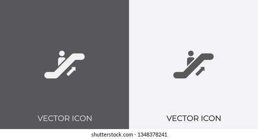 Light & Dark Gray Icon of Escalator For Mobile, Software & App.. Eps. 10. - Vector