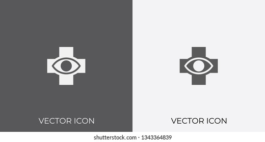 Light & Dark Gray Icon of Eye Hospital For Mobile, Software & App.. Eps. 10. - Vector