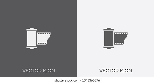 Light & Dark Gray Icon of Film Roll For Mobile, Software & App.. Eps. 10. - Vector