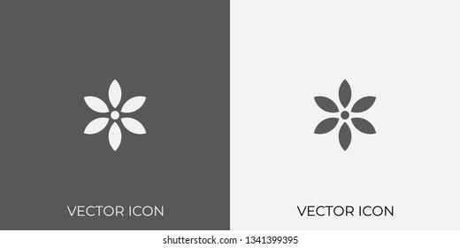 Light & Dark Gray Icon of Flower For Mobile, Software & App.. Eps. 10.