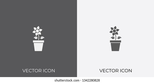 Light & Dark Gray Icon of Flower Vase For Mobile, Software & App.. Eps. 10.